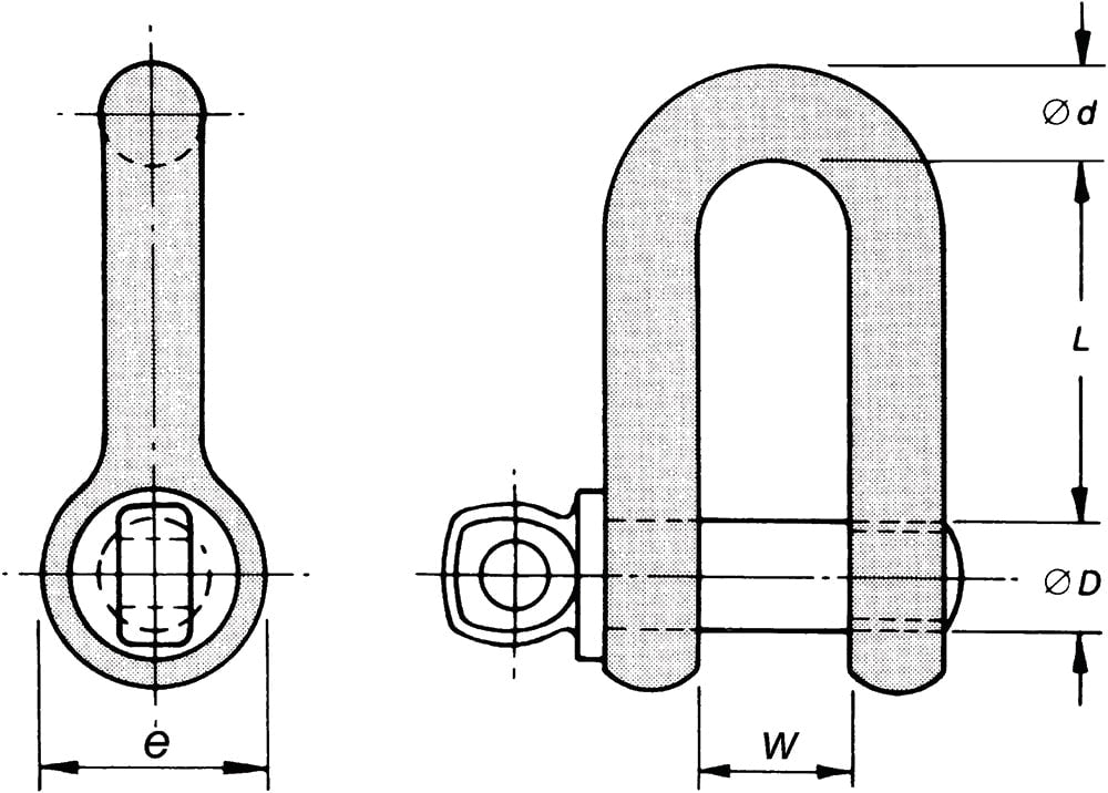 Bullivants Dee Shackle Screw Pin 12.0T WLL 32mm Body Diameter (Each)