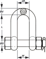 Bullivants Dee Shackle Safety Pin 9.5T WLL 29mm Body Diameter (Each)