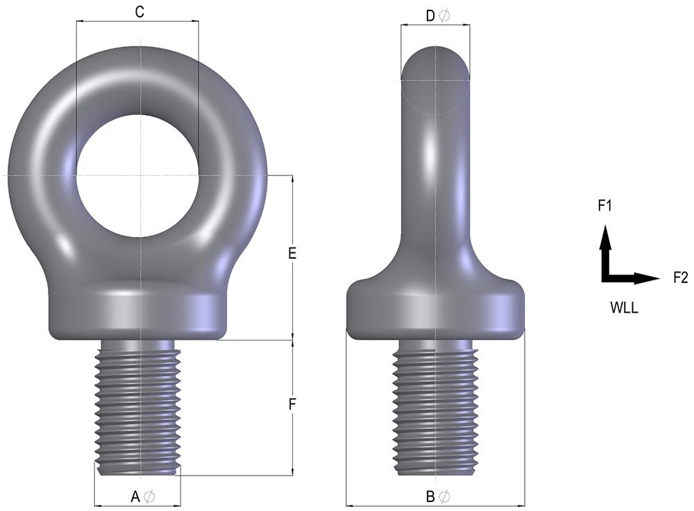Eyebolt D/F Blk M10X1.50 0.25T WLL