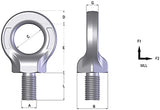 Eye Bolt High Tensile Coated M16x2.0 M16x2.0