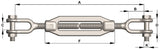 Turnbuckle Clevis & Clevis Galvanised 10mm Grade L (Each)