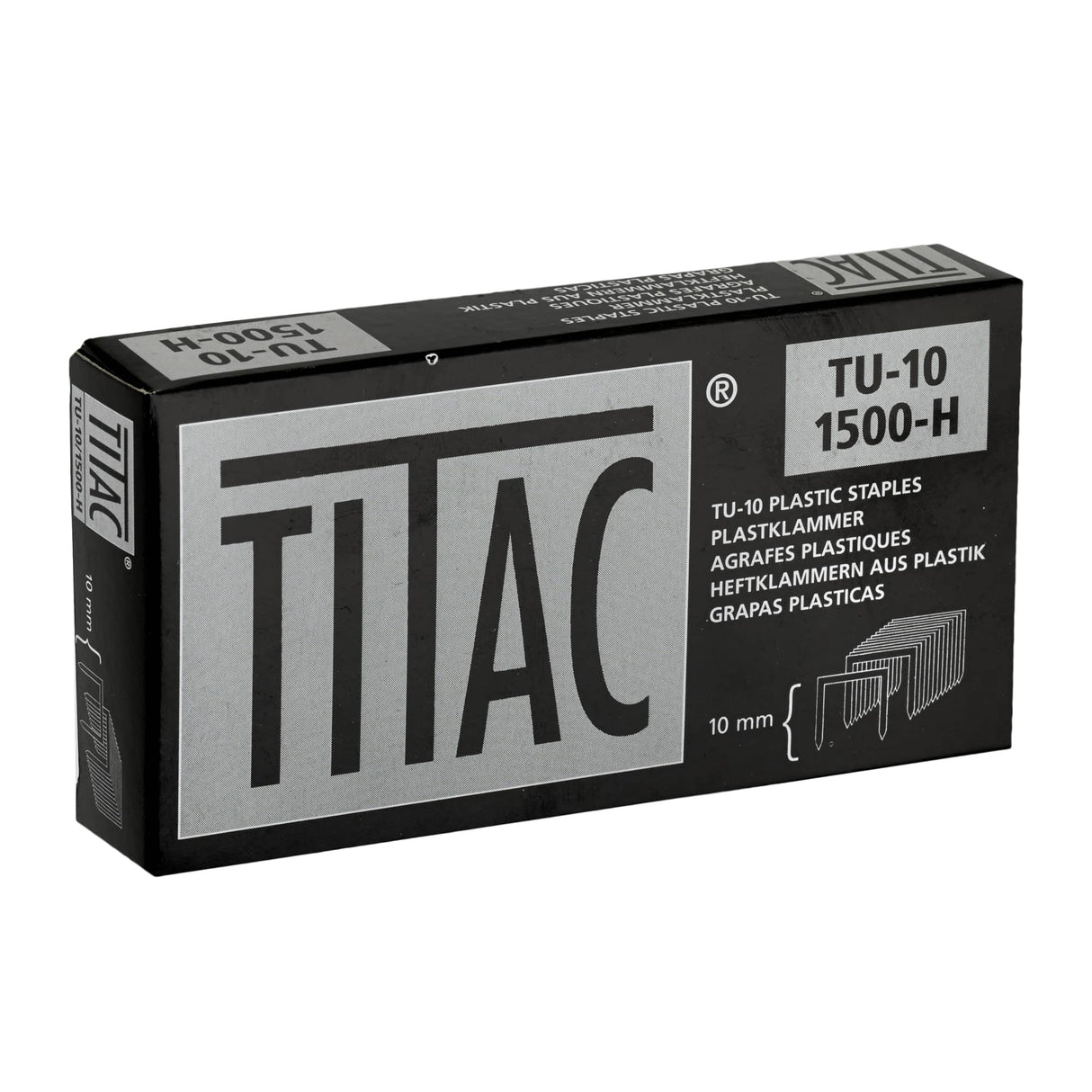 Titac Plastic U Staples TU10 Hard 1500pcs TU-10, 10mm, 1500/Pack (Box)