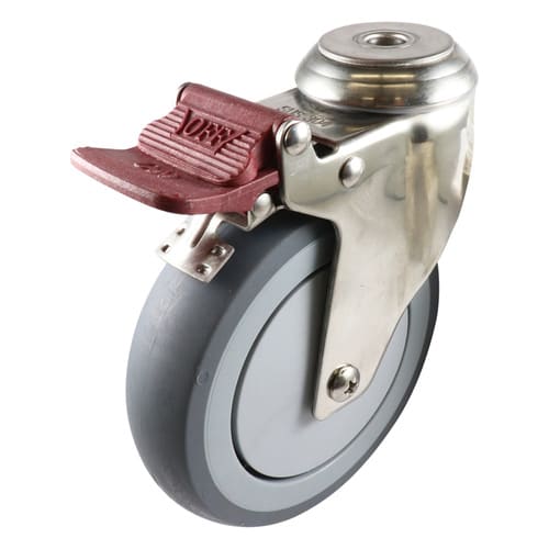Easyroll 125mm Swivel Brake Bolt Holder G7 Castor Grey Rubber 100kg (Each)