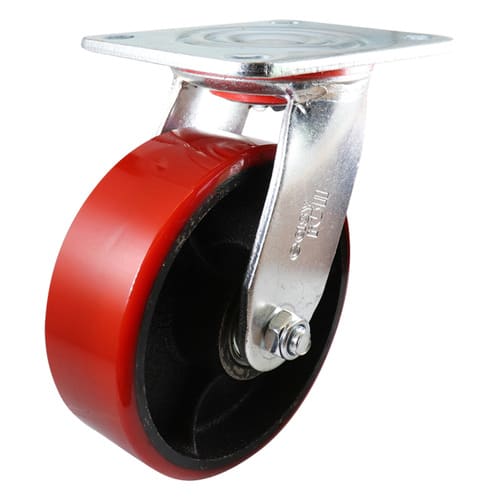 Easyroll 150mm Swivel Plate Mount J3 Castor Urethane Cast Iron 410kg (Each)