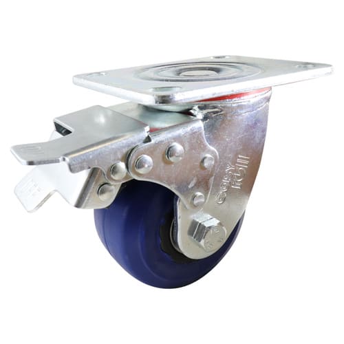 Easyroll 100mm Swivel Brake Plate Mount J3 Castor Elastic Rubber 200kg (Each)