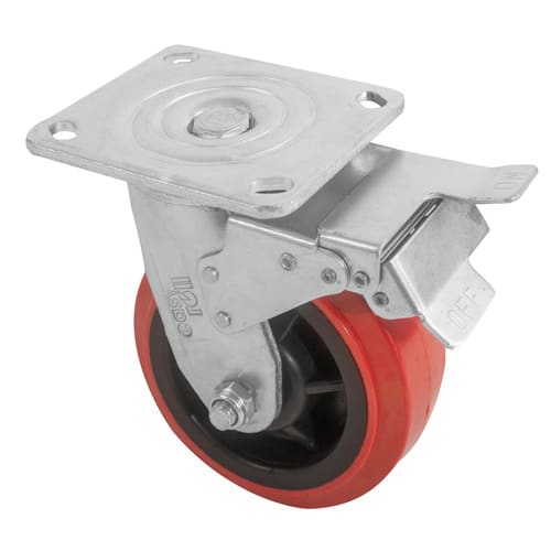 Easyroll 150mm Swivel Brake Plate Mount J3 Castor Urethane 410kg (Each)