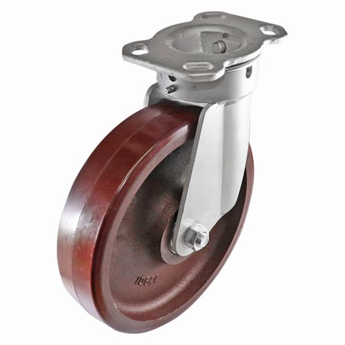 Easyroll 250mm Urethane on Cast Iron Castor 1500kg Swivel Plate Mount