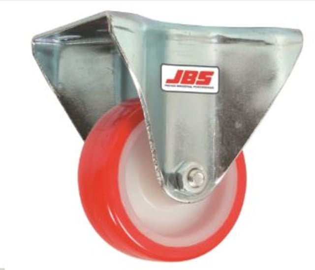 Red 80mm polyurethane plate mount castor with 100kg capacity, designed for smooth mobility on various surfaces.