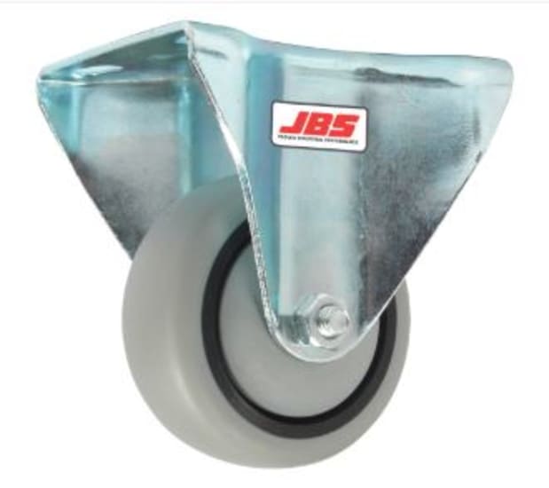 JBS 80mm Rubber Plate Mount Castor 60kg-Fixed (Each)