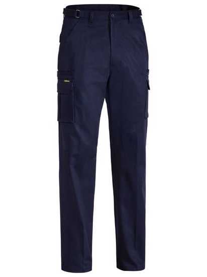 Navy Bisley Original 8 Pocket Cargo Pants with UPF 50+, featuring adjustable waistband and durable storage pockets.