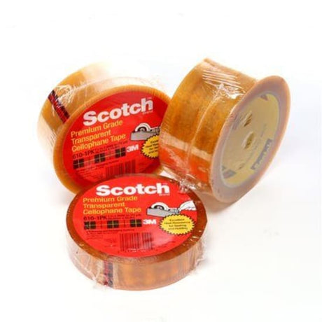 Transparent Scotch Light Duty Packaging Tape 610, 19mm x 66m, ideal for light packaging and heat-resistant applications.