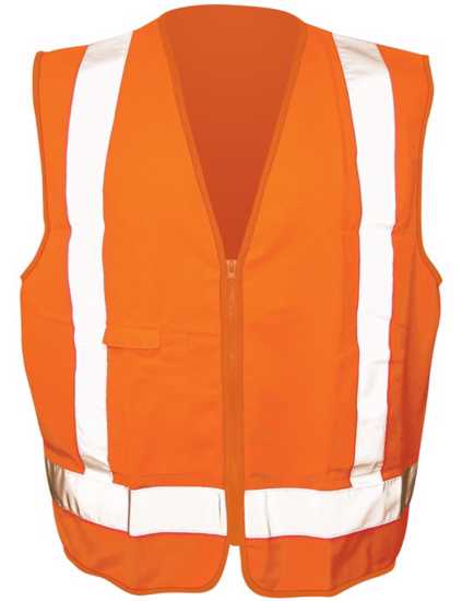 Fluro Orange 3XL Workhorse Hi Vis Safety Vest with zip closure, pockets, and high visibility for maximum on-job safety.