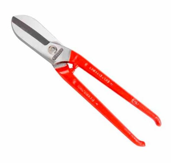 FULLER 250mm professional-grade tin snips with drop forged construction and safety stops for precision cutting of sheet metal.