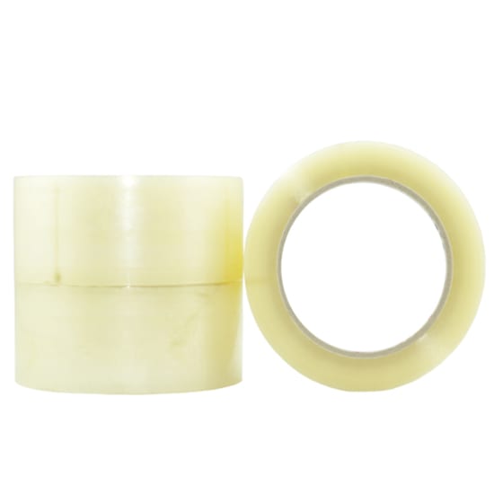 Clear packaging tape 24mm x 100m roll, high adhesion, freezer-grade, ideal for secure shipping and long-term storage.