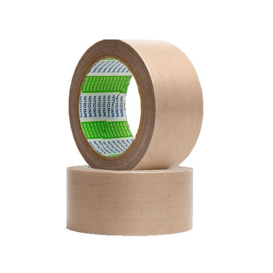 Nitto PTFE Glass Cloth Teflon Tape roll, 50mm x 33m, featuring heat, weather, and chemical resistance for versatile applications.