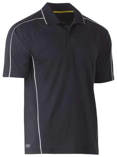 Charcoal Bisley Cool Mesh Short Sleeve Polo, 6XL, lightweight, breathable with reflective piping for comfort and visibility.