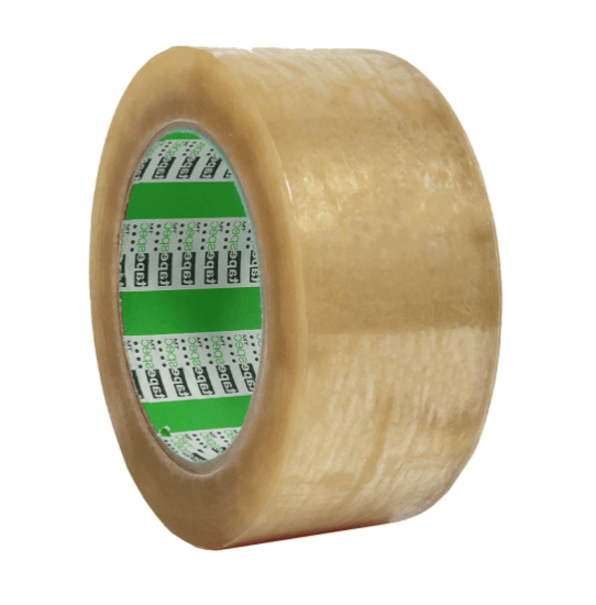 Eco-friendly cellulose packaging tape roll, 48mm x 100m, made from sustainable materials with strong natural adhesive.