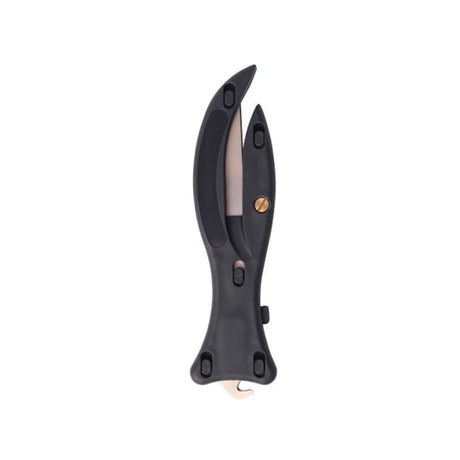 Detectable Fish Safety Knife with ergonomic design, metal-detectable blade, and hook for safe cutting in food processing.