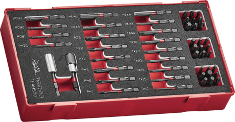 Teng 50pc Impact Bits Set featuring TC-Tray for organization, includes diverse bits and magnetic holders for efficient use.