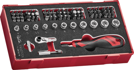 Teng 78Pc Bits Driver Set in a modular tray, featuring various bits and sockets organized for efficient DIY and professional use.