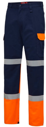 Hard Yakka, Bio Motion Two Tone Taped Trouser - Yellow/Navy (Size: 97)