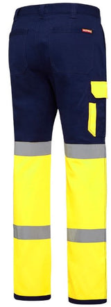 Hard Yakka, Bio Motion Two Tone Taped Trouser - Yellow/Navy (Size: 97)