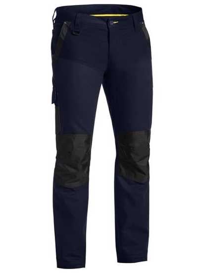 Navy Bisley FLX & MOVE Stretch Pant in size 77, featuring durable cotton canvas, functional pockets, and a comfortable fit.