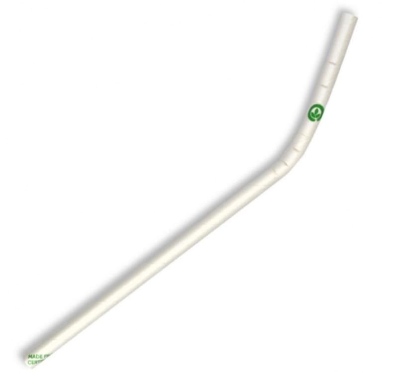 White Bendy Paper Straw - Unwrapped 6mm