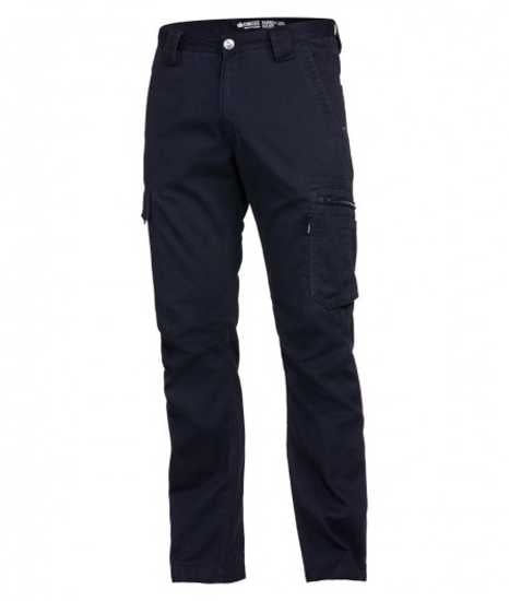 KingGee Lightweight Tradie Pant in black, size 117, features 12 pockets, reinforced stitching, and a modern fit for durability and comfort.