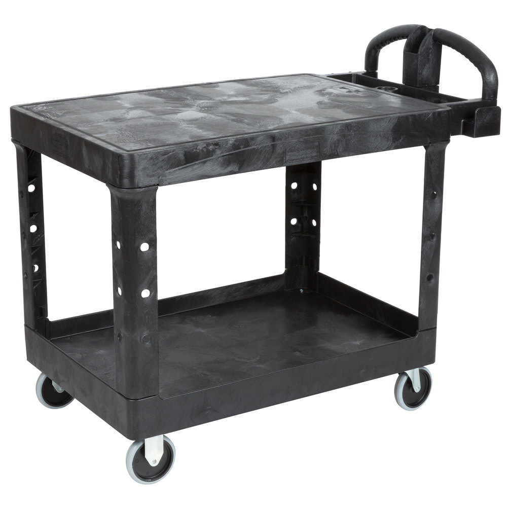 Rubbermaid Heavy Duty Black Flat Shelf Cart Medium