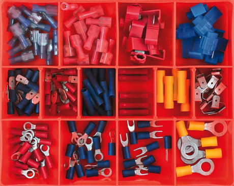 Assorted 136-piece Champion crimp wiring terminals for secure connections in various electrical projects and applications.