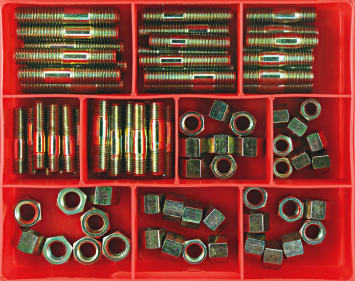 80-piece Champion Manifold Stud & Nut Assortment for automotive repairs, featuring durable, corrosion-resistant components.