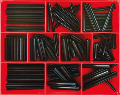 89-piece Champion Imperial Roll Pin Assortment with various sizes for durable fastening in machinery and automotive repairs.