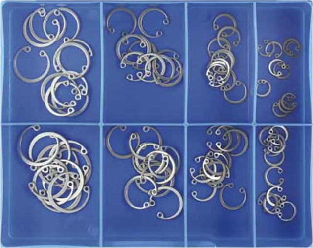 80-piece internal circlip assortment in durable stainless steel 304, ideal for automotive and machinery repairs.