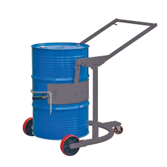 Alt text: Easyroll Drum Carrier designed for 364kg loads, featuring a durable steel frame and swivel castor for easy drum handling.