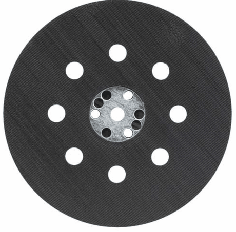 Bosch 125mm Sanding Plate, designed for versatile sanding of curves and edges with a hook and loop system for easy pad changes.