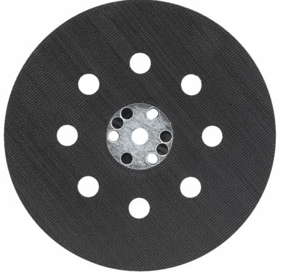 Bosch 125mm Sanding Plate, designed for versatile sanding of curves and edges with a hook and loop system for easy pad changes.