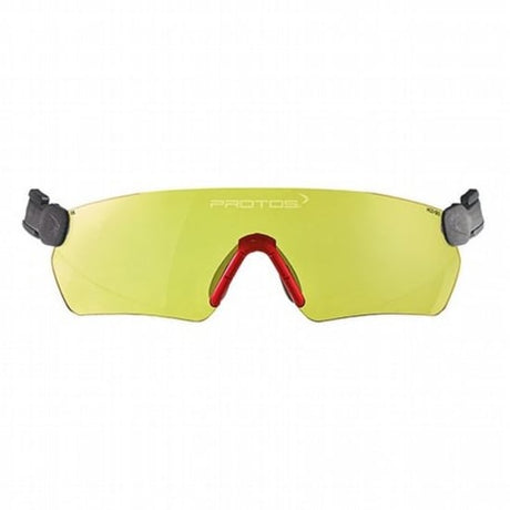PROTOS Integral Safety Glasses in yellow, featuring adjustable fit, UV protection, and high mechanical strength for optimal safety.