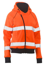 Bisley, Women's Hi Vis Fleece Hoodie, BKL6819T - Orange (Size: 14)