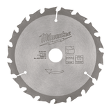 Milwaukee 140mm M12 circular saw blade with 18 carbide teeth for durable, precise, and efficient cutting in various materials.