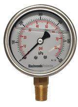 Gauges Pressure SS- 1/4" BSP-Bottom 0/600kPa 63mm