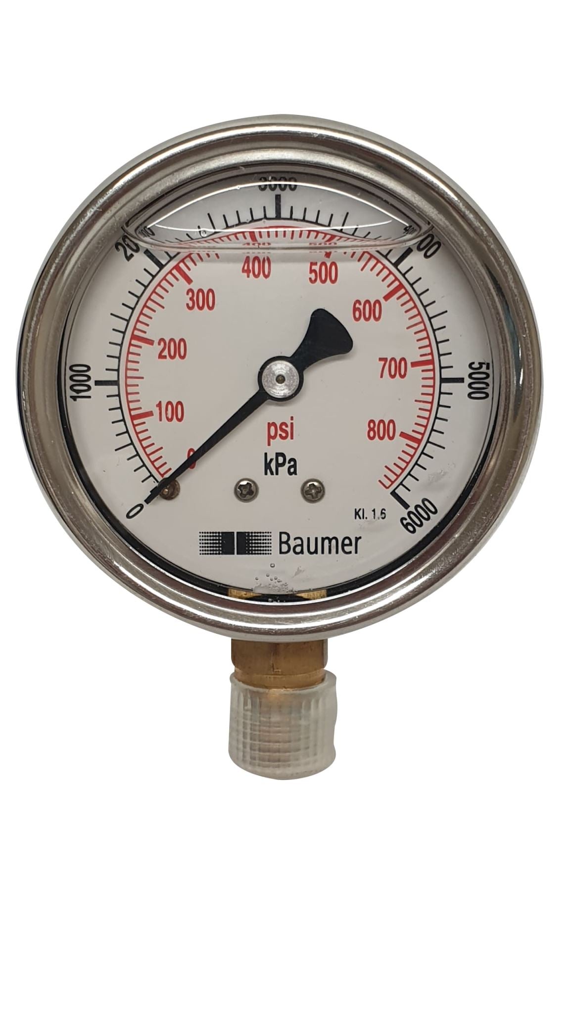 Gauges Pressure SS- 1/4" BSP-Bottom -0-6000 kPa