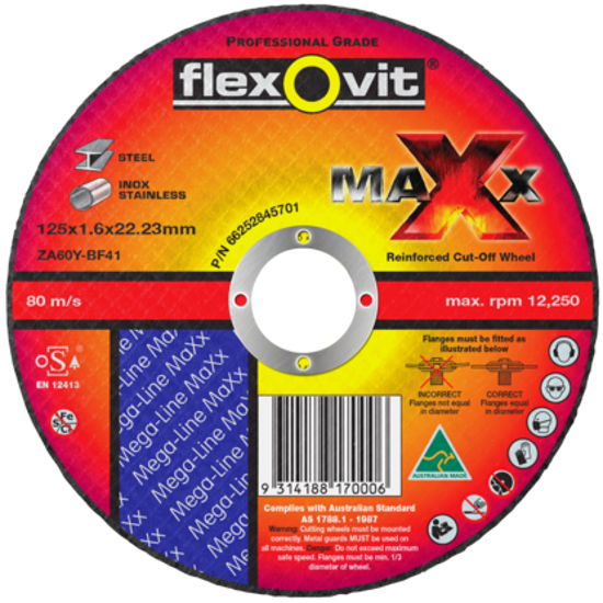 125 x 1.6 x 22mm Ultra Thin Cut Off Disc Maxx-Each
