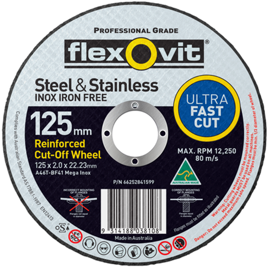 125 x 2 x 22mm Cut Off Disc Mega Inox-Each