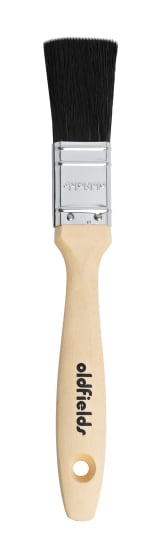 Oldfields 404 industrial brush with 25mm bristles, durable wooden handle for smooth application of various paints.