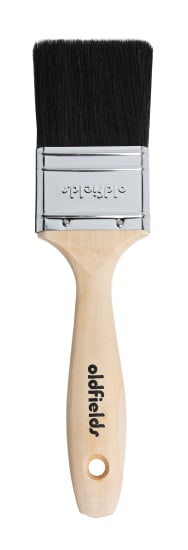 50mm Oldfields industrial brush with natural black bristles and solvent-resistant wooden handle for smooth painting.