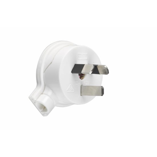 HPM 10 Amp 3 Pin Side Entry Plug Top - White (Each)