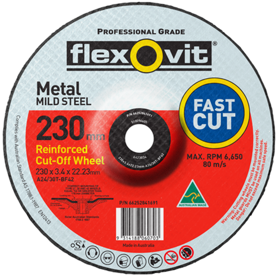 230 x 3.4 x 22mm Cut Off Disc Depressed Centre-Each