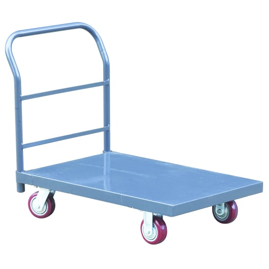 Easyroll Steel Platform Trolley with 900kg capacity, heavy-duty build, removable handle, and durable wheels for easy transport.