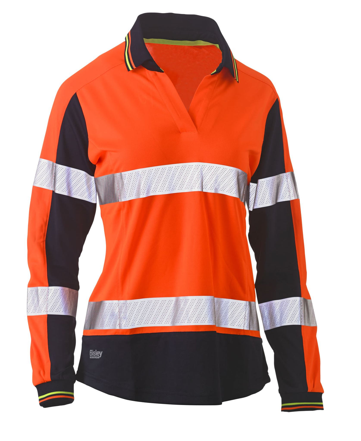 Bisley, Women's Hi Vis Long Sleeve V-Neck Polo
